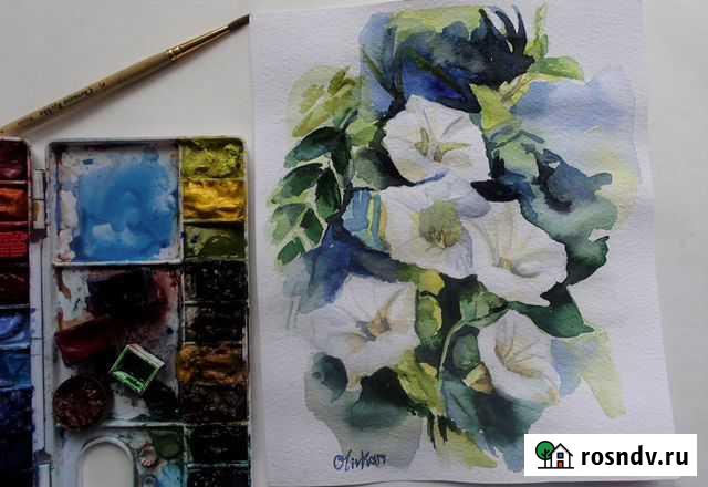 Картина акварель Вьюн в раме Воровского - изображение 1