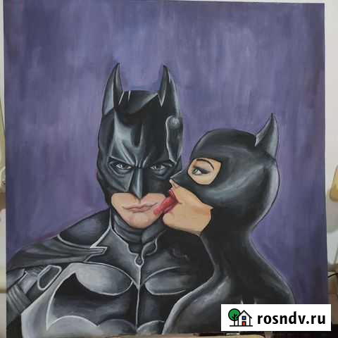 Картина Бэтмен и женщина кошка масло 60 57 Краснодар - изображение 1