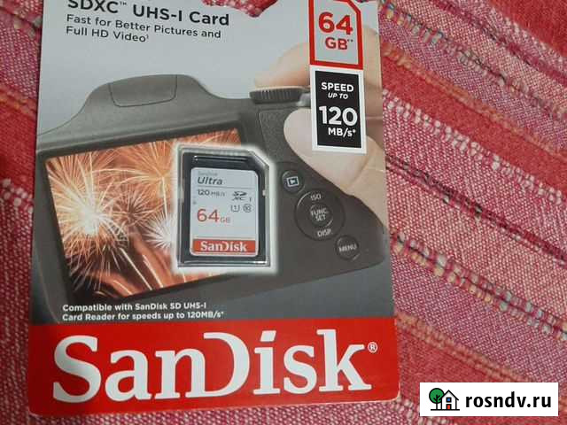 Карта памяти sandisk sd 64 gb Липецк - изображение 1
