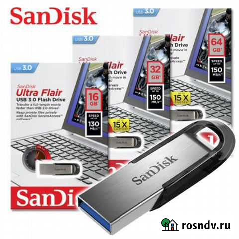 Флешка быстрая металл Sandisk USB 3.0 Рязань - изображение 1