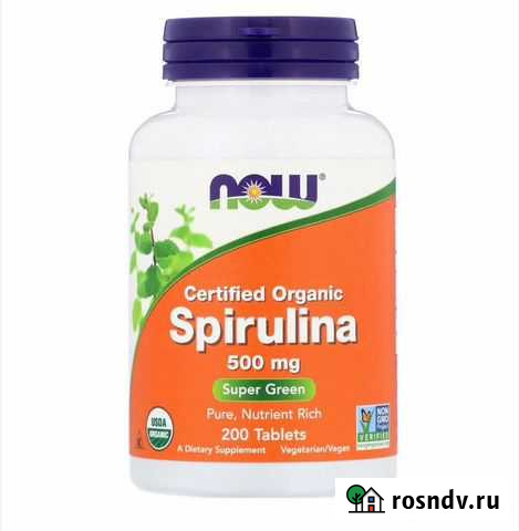 Спирулина, 500 мг, 200 таблеток от NowFoods Новосибирск - изображение 1