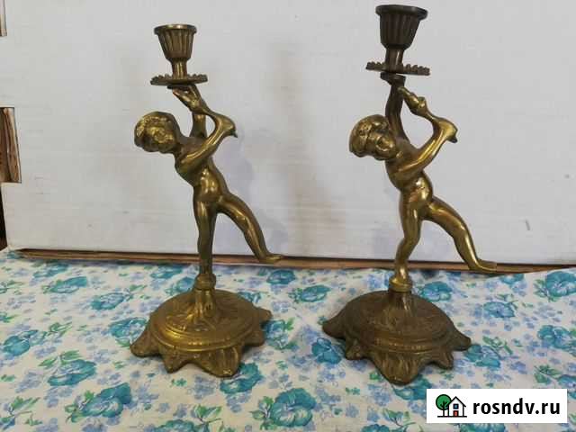 Парные бронзовые подсвечники Кохма - изображение 1