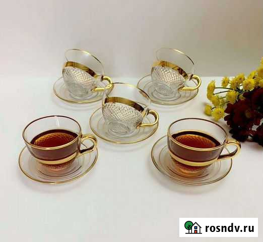 Чашки Турция вафельные в золоте Махачкала - изображение 1