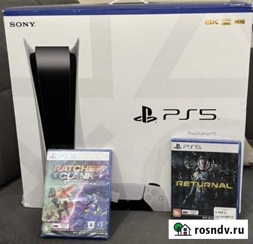 Sony Playstation 5 + 2 диска, абсолютно новые Мурино - изображение 1