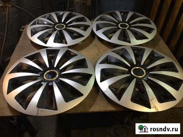 Колпаки б/у на колеса R15 черный/хром Челябинск - изображение 1
