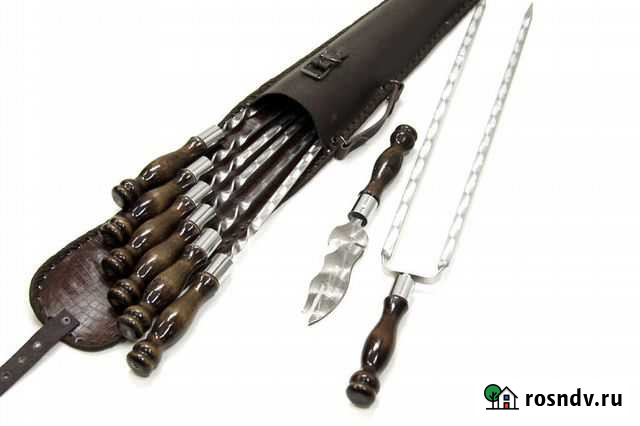 Шампуры набор Элит профи кожаный чехол Подольск - изображение 1