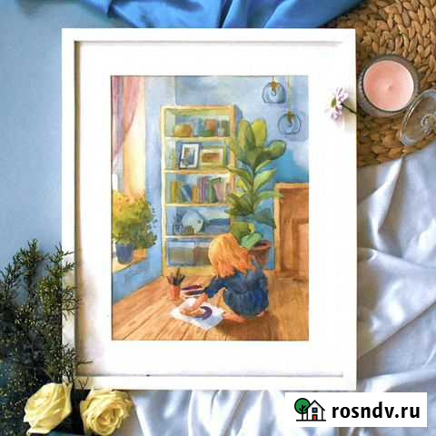 Картина акварелью «Урок рисования» Краснодар - изображение 1