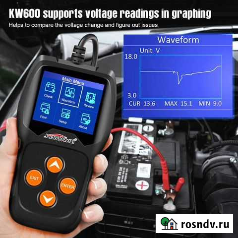 Автосканер konnwei KW-600 (тестер акб) Оренбург - изображение 1