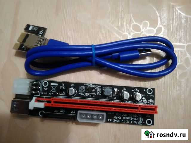 Райзер pci e VER SU-103C с LED, SATA,molex,6pin Воронеж - изображение 1