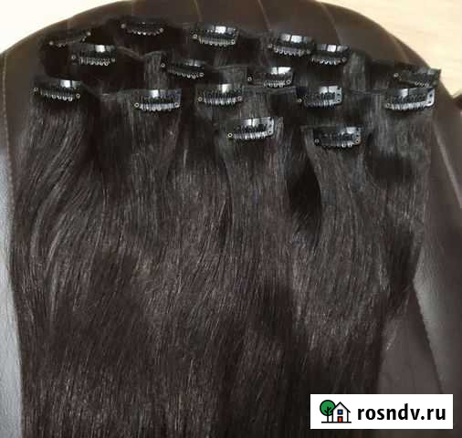 Волосы на заколках черные 50 см Ярославль - изображение 1