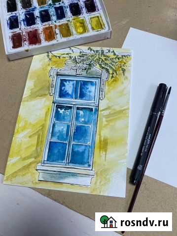 Акварельная карточка Новосибирск - изображение 1