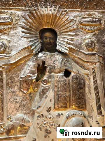 Икона Спас на троне, год 1832, огненное золочение Икряное - изображение 1