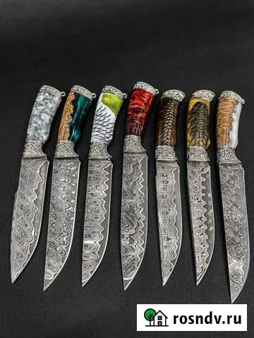 Нож дамасская сталь никелированный Грозный - изображение 1