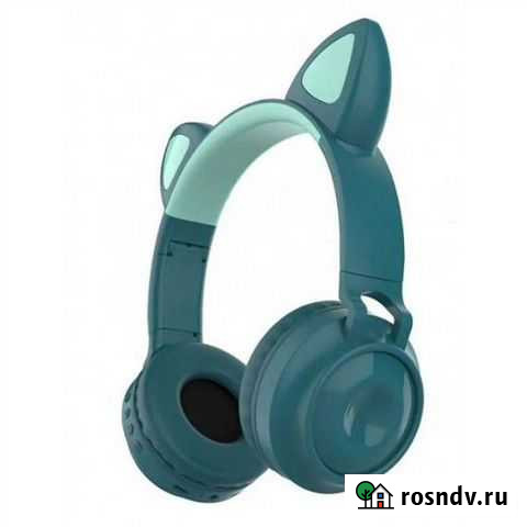 Наушники bluetooth ZW-028 с ушками LED зеленые Ростов-на-Дону - изображение 1