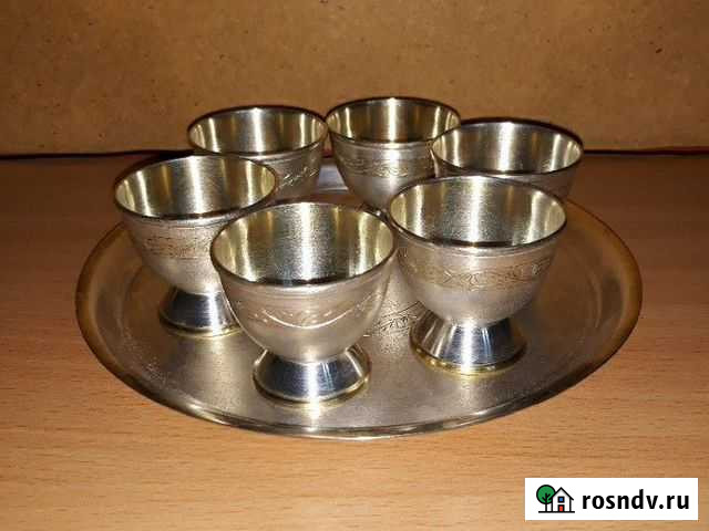 Поднос с 6 стопками. Мельхиор Рубцовск - изображение 1