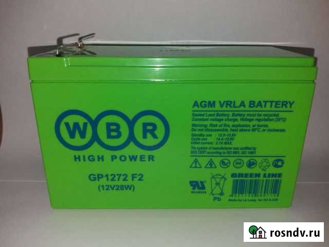 Аккумулятор для ибп WBR GP 1272 F2 28W (12V / 7A) Барнаул - изображение 1