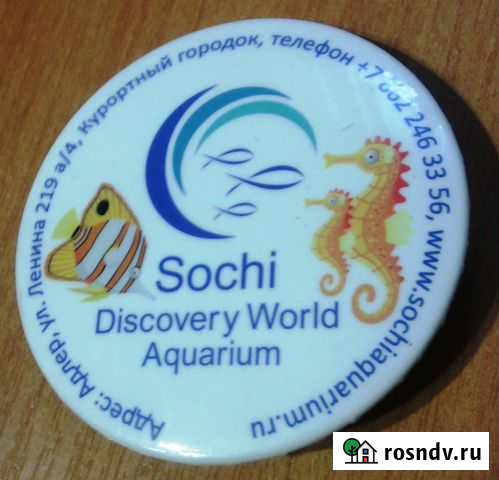 Значок Sochi Discovery World Agwarium,магниты на х Астрахань - изображение 1