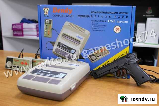 Dendy 8-bit Steepler Deluxe + пистолет + 300 игр Челябинск - изображение 1
