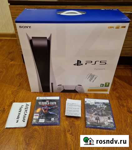 Новая Sony Playstation 5 с Приводом + 2 диска Череповец - изображение 1