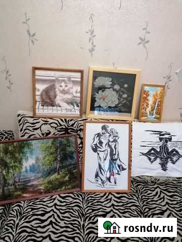 Картины разные вышитые крестом, алмазная и с янтар Краснодар - изображение 1