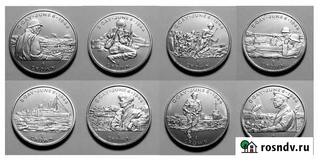 Мэн 1 крона - Высадка в Нормандии UNC набор Рыбинск - изображение 1