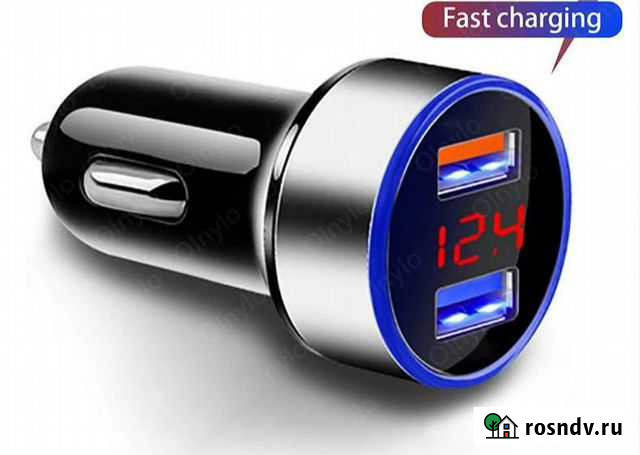 Зарядное устройство 2 usb в прикуриватель с вольтм Рязань - изображение 1