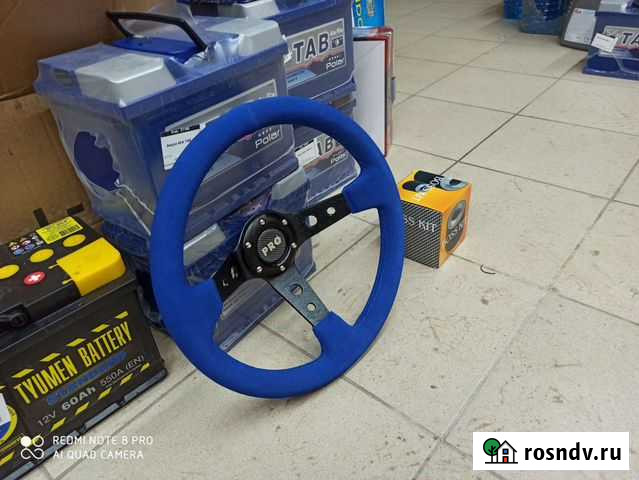 Руль спортивный замшевый ваз иномарка синий Гусь-Хрустальный - изображение 1