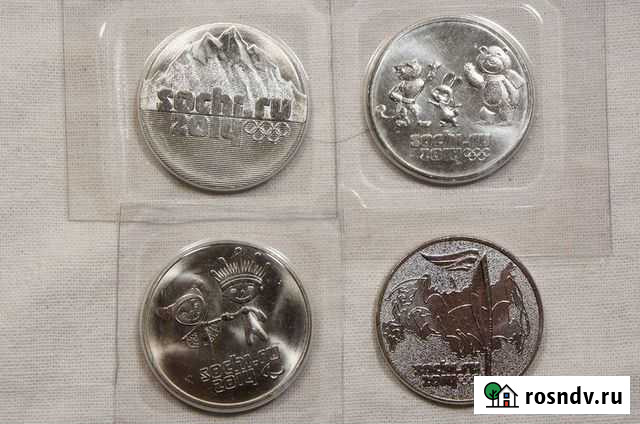 4 шт. монет 25 рублей все Сочи Олимпиада 2014 Томск - изображение 1