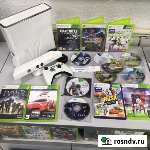 Xbox 360 белый с kinect и дисками Рязань - изображение 1