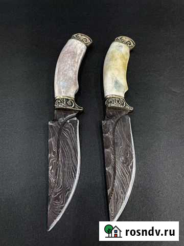 Нож дамасская сталь никелированный воронёный Грозный - изображение 1