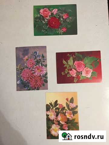 Открытки «Цветы» 1986-1988 год 4 шт за Москва - изображение 1
