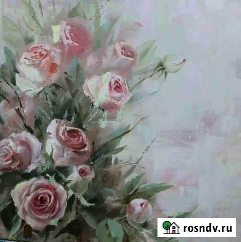 Букет картина маслом на холсте розы Вологда - изображение 1
