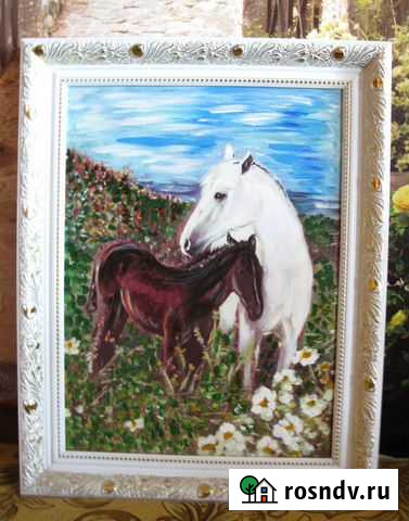 Картина кони пейзаж.Жеребенок белой лошади ребенок Кемерово - изображение 1