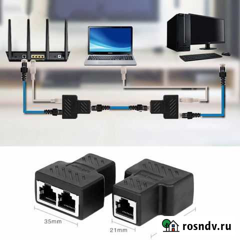 Разветвитель кабеля LAN Ethernet, адаптер RJ45 Волгоград - изображение 1