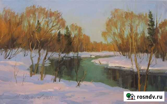 Картина маслом - Весна. Речка - 2021 Киров - изображение 1