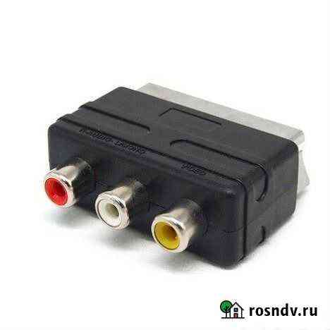 Переходник scart-штекер на 3 гнезда RCA, тюльпан Астрахань