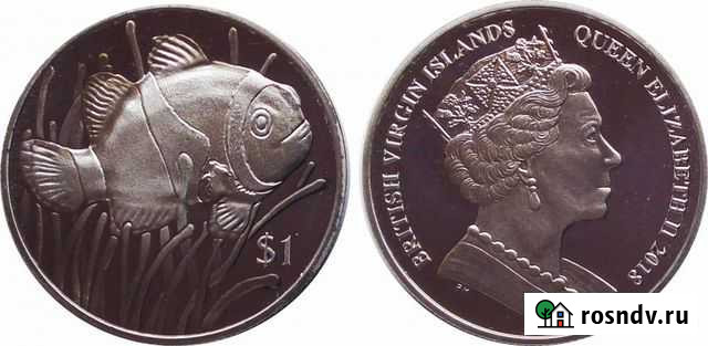 Виргинские острова - 1 доллар - рыба клоун - UNC Рыбинск - изображение 1