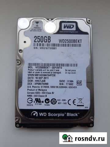 Жесткий диск Western Digital WD2500bekt 250GB Санкт-Петербург - изображение 1