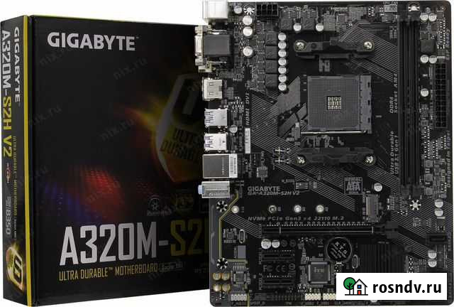 Новая AM4 GA-A320M-S2H V2 nvme без упаковки Ярославль - изображение 1