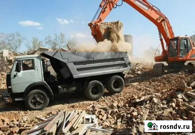 Демонтаж вывоз мусора услуги эксковатора и камаза Людиново - изображение 1
