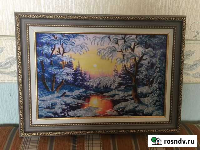 Вышитая картина Морозный закат Пермь - изображение 1