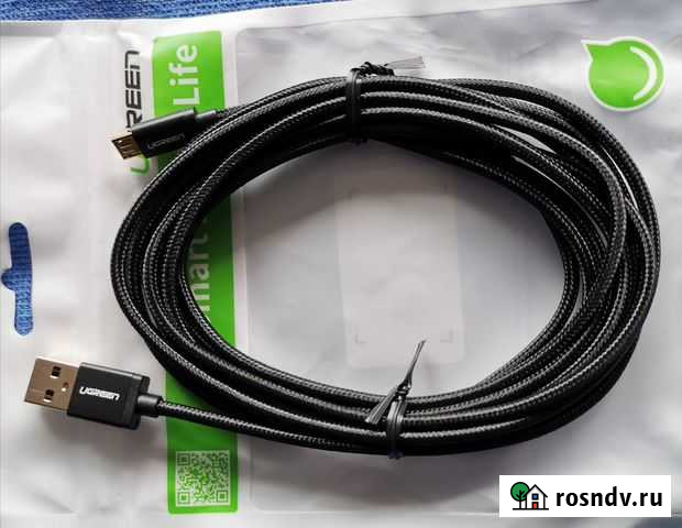 Ugreen Micro USB Кабель 2.4A, 3 метра, нейлоновый Новоуральск - изображение 1