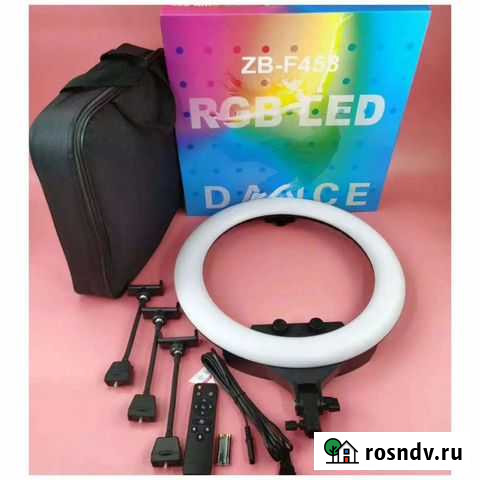 Кольцевая лампа Цветная - RGB с пультом, 46см Хабаровск - изображение 1