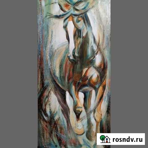 В движении картина, х,масло, конь жеребец скакун Саратов - изображение 1