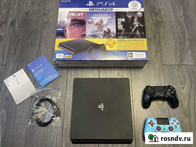 Sony PS4 slim 1tb 2208B (30 игр, 2 джойстика) Щёлково - изображение 1