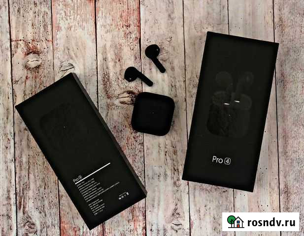 Наушники беспроводные Pro 4(AirPods copy) чёрный Иваново - изображение 1