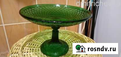 Старинная конфетница, зелёное стекло, Царизм Вольск - изображение 1