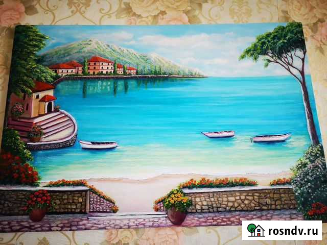 Картина маслом на холсте большая90на60 с подрамник Севастополь - изображение 1