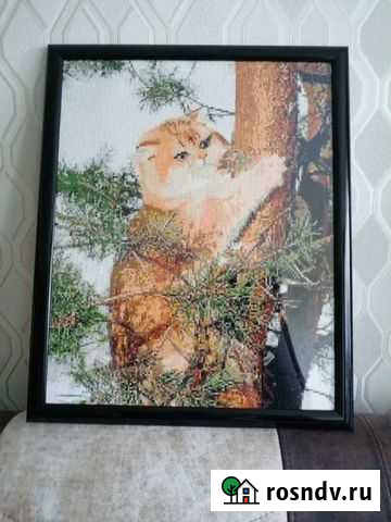 Картина алмазная готовая кошка на дереве 40х50 Казань - изображение 1