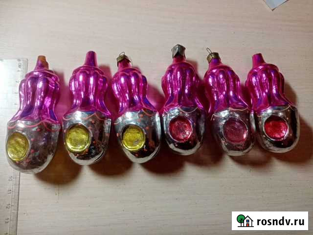 Елочная игрушка. 6 шт. Стекло. Фонарики Старый Оскол - изображение 1